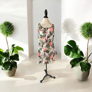Tropical Hibiscus Leaf Print Sundress